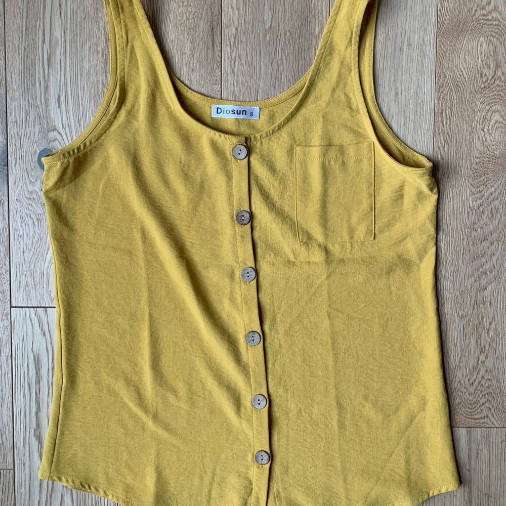 Yellow Button-Up Tank Top